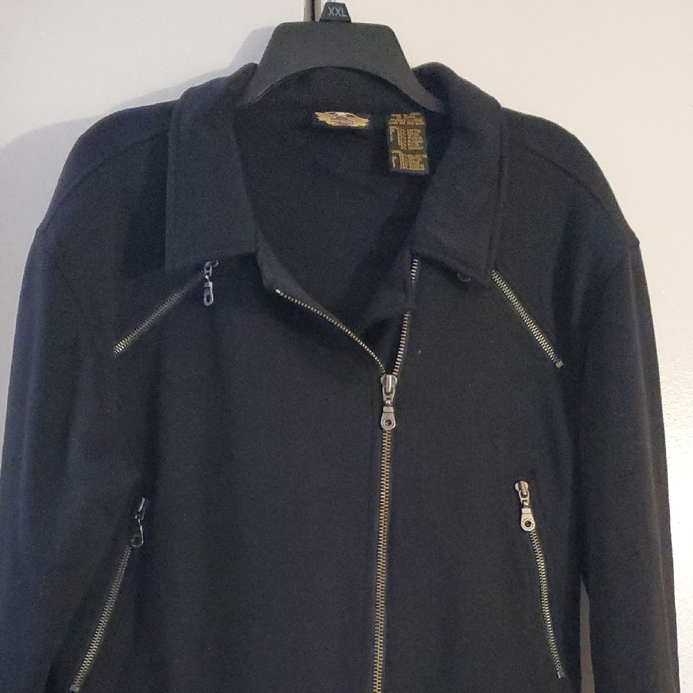 Harley-Davidson Black Leather Jacket with Silver Zippers